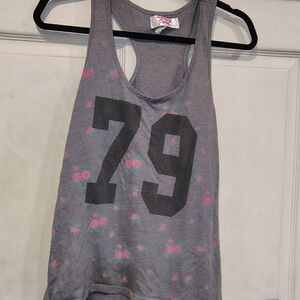 Mighty Fine Women's Size L Grey Graphic Tank